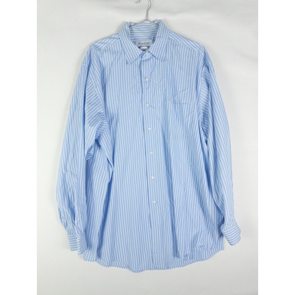 VTG Brooks Brothers Striped Button Down Dress Shirt Mens 17 Blue White Preppy